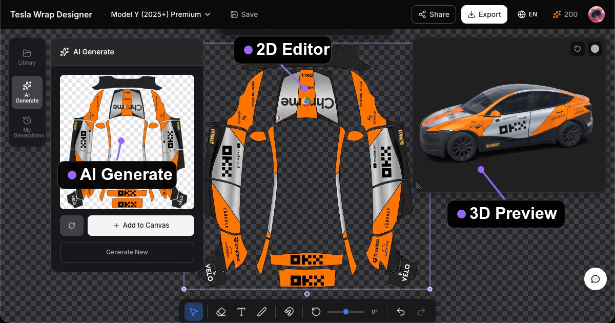 Tesla digital wrap templates