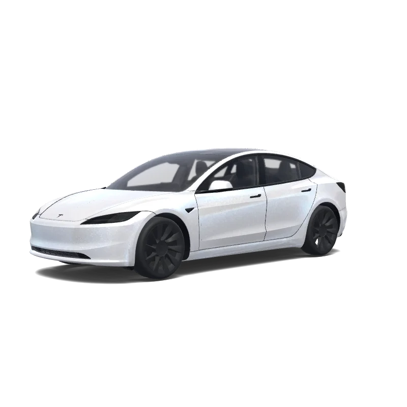 Tesla Model 3 (2024+) with a White wrap, 3D Paint Shop preview